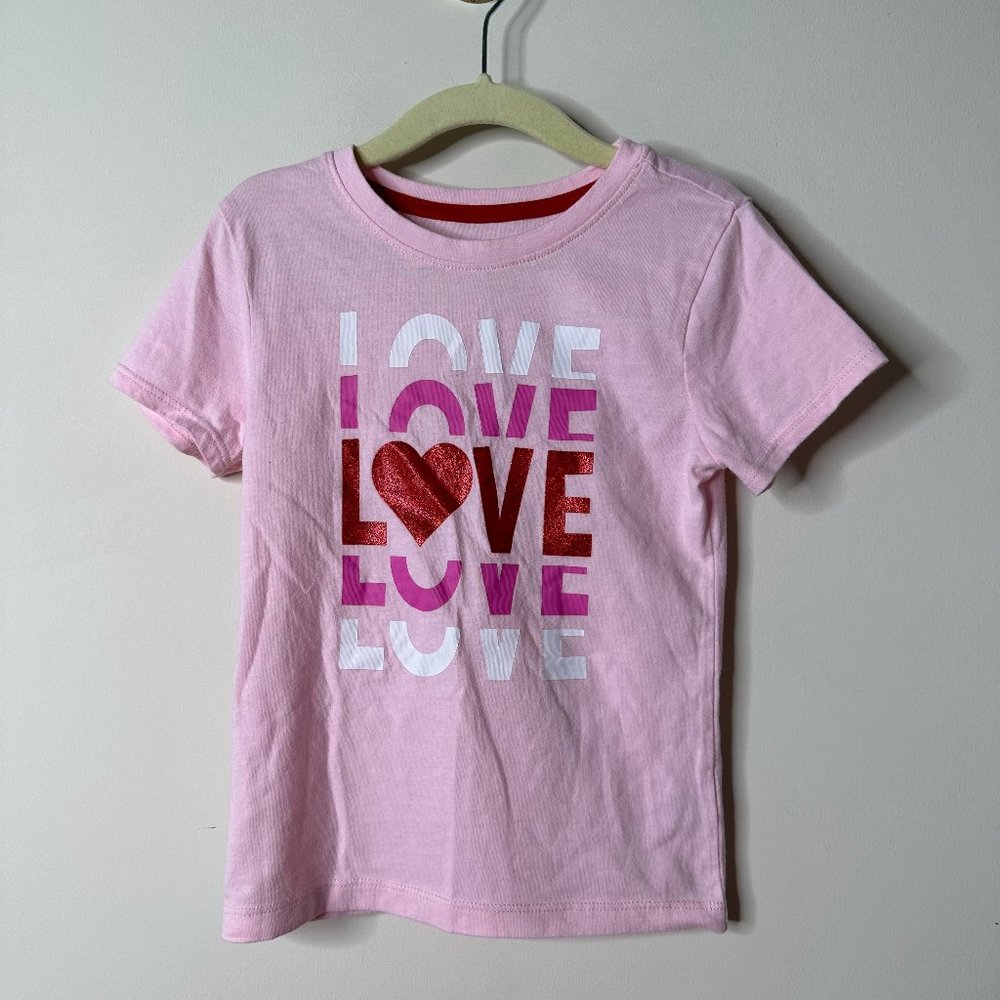 Unbranded Pink Valentine's Day Love Graphic Shirt Girls XS